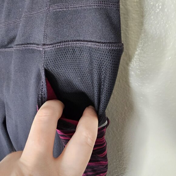 Athleta M Black Athletic Capri Legging Active Reflective Gym Yoga BeFree Knicker - Picture 2 of 8